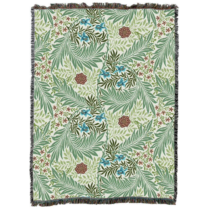 Couverture Pure Pure Weavers William Morris Larkspur XL - Artisanat d'art - Jeté en coton tissé à la main - fabriqué aux États-Unis (82 x 62)