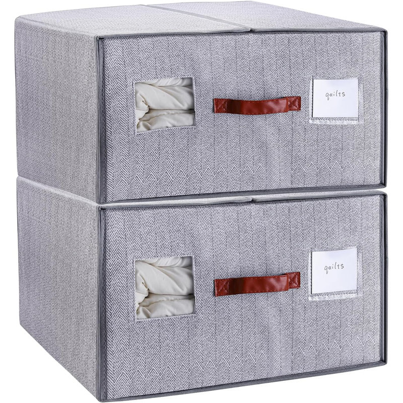 Ensemble de 2 grands sacs de rangement pliables robustes 70L avec murs renforcés et fenêtre transparente, 21 po x 18 po x 11 po