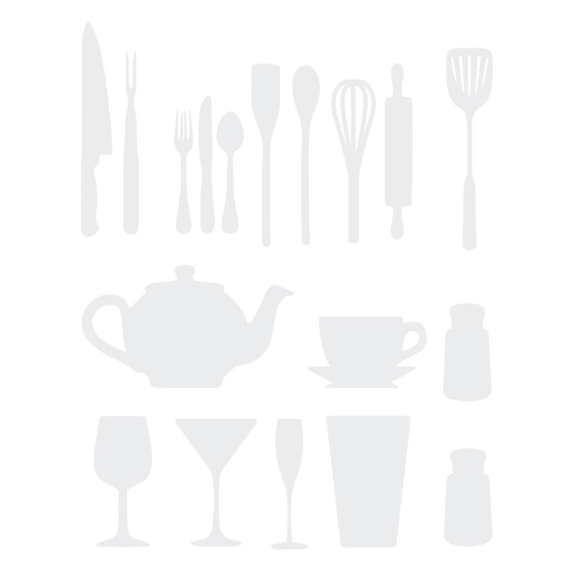 Décalcomanie murale de cuisine, Blanc, H 51 po x l 40 po x P 0,01 po