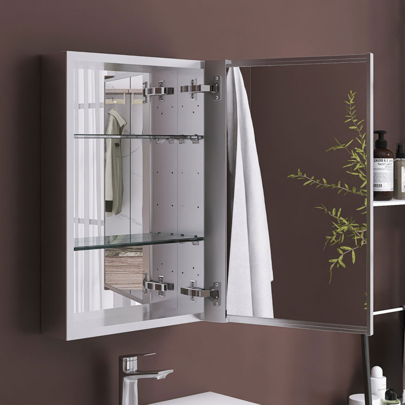 Pharmacie rectangulaire en aluminium avec miroir, H 24 po x l 16 po x P 4,8 po