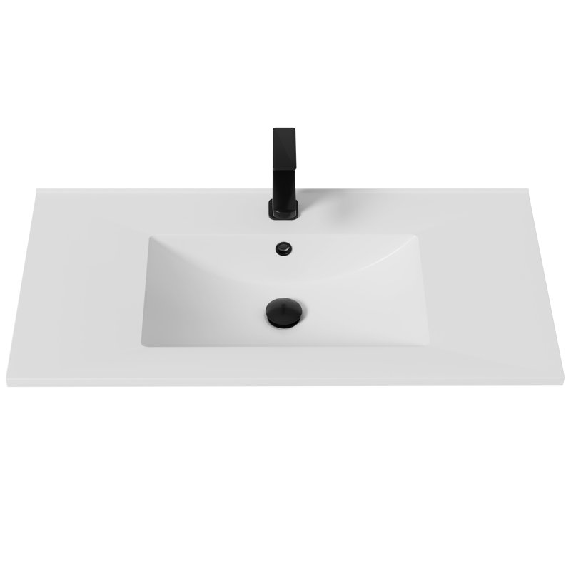 Meuble-lavabo simple Sharee avec comptoir intégré, robinet, bonde et armoire flottante Sharee, 30", Blanc