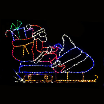 Santa Riding a Snowmobile Animated LED Display