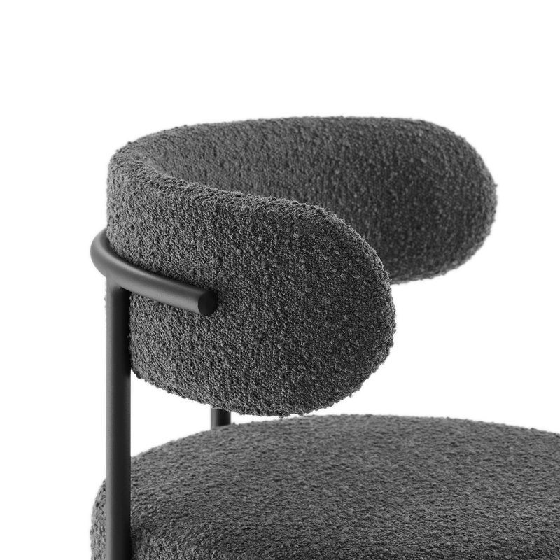 Charcoal Black Boucle Fabric Adjustable Counter Stools Set of 2
