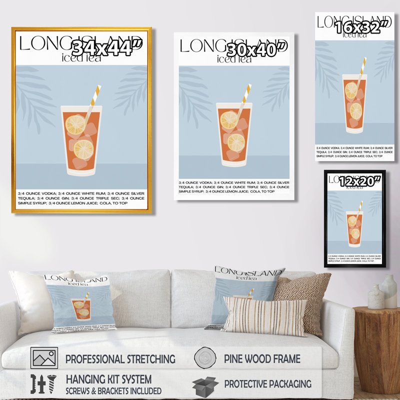 Thé glacé Long Island, Cadre flottant blanc, H 20 po x l 12 po