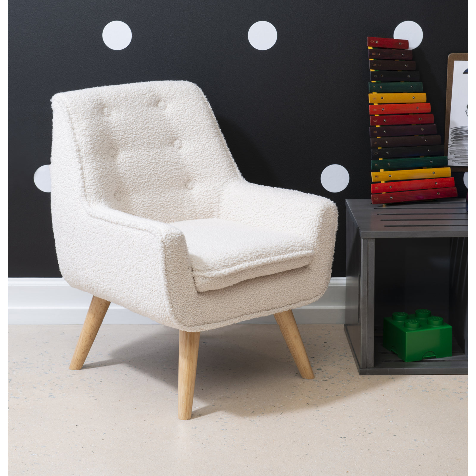 Kids Sherpa Chair, White