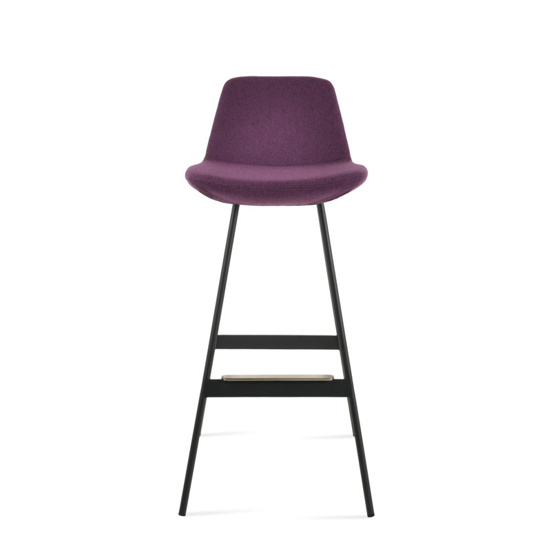 Tabouret Pera Balat, Laine marron foncé, Noir, Tabouret de bar (siège d'une hauteur de 29 po)