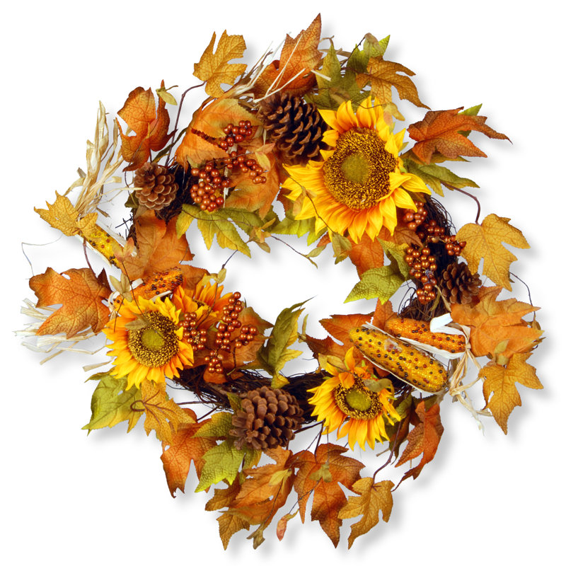 Couronne de tournesols d'automne Kesly 24 po
