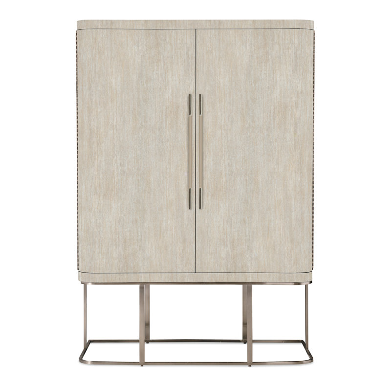 Diamond Finish Oak Veneer Modern Armoire with Mirror