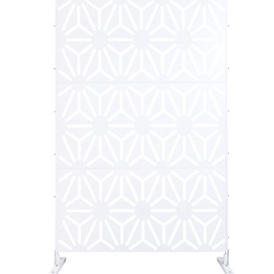 76"X48" White Metal Privacy Fence - Stylish For Outdoor & Indoor Use Freestanding Screen In 76" H 48" W