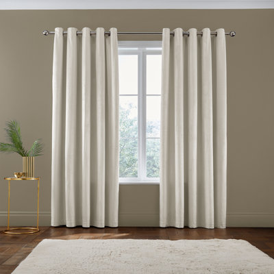 Kingsley Matt Velvet Lined Eyelet Curtains