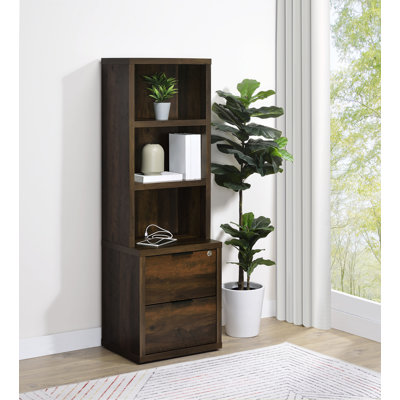 Carnahan 3-Shelf Bookcase Usb And Lockable Drawer