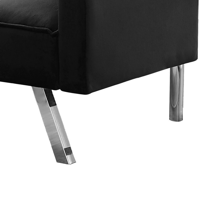 Upholstered Convertible Reclining Sleeper Sofa, Black Velvet