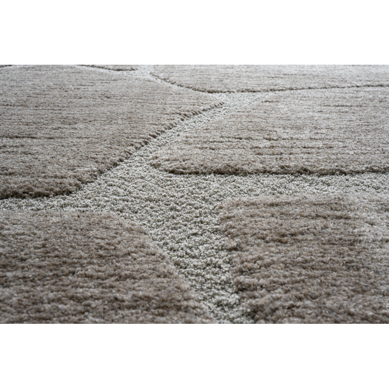 Tapis en polyester recyclé brun et brun Nube, Rectangle 7 pi 10 po x 10 pi
