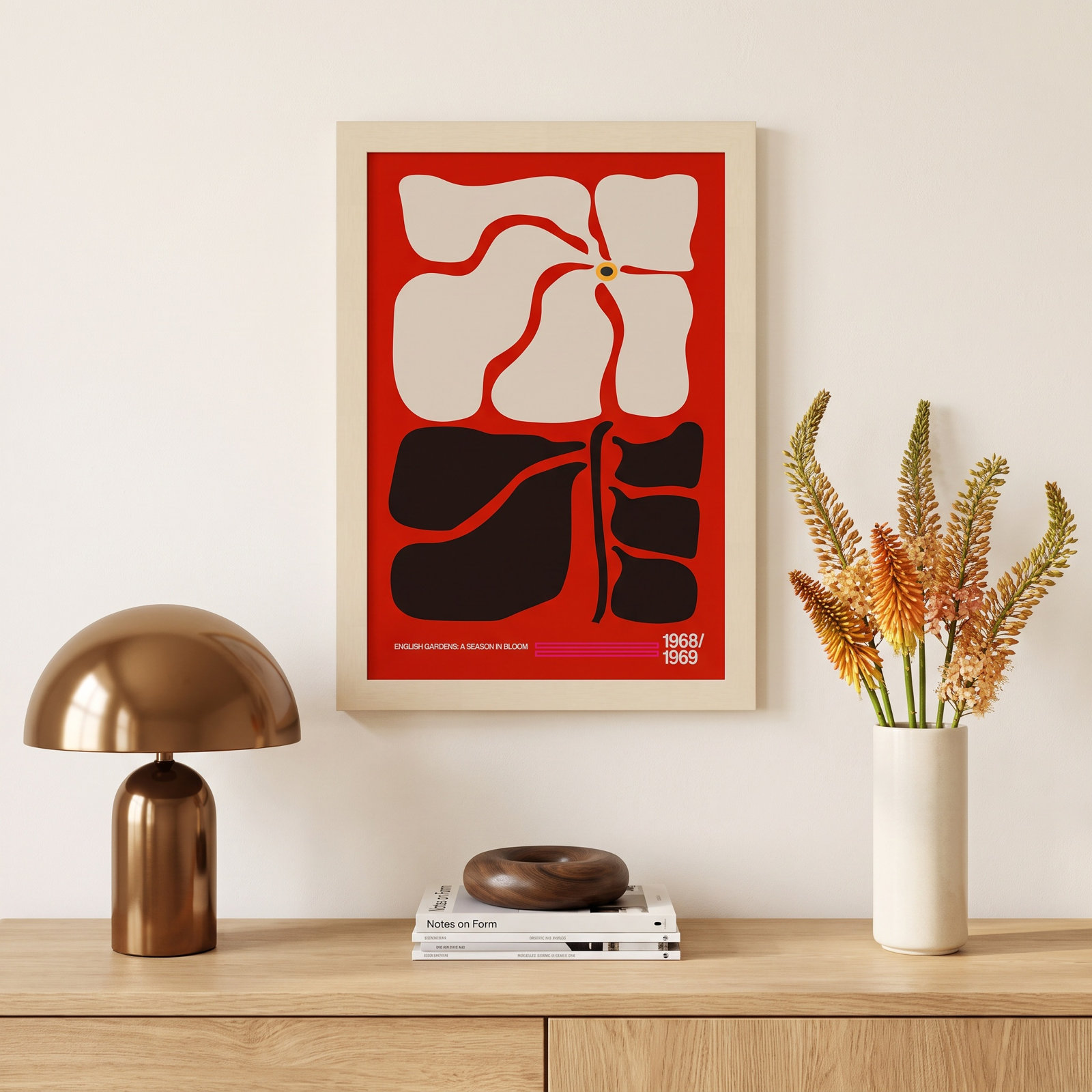English Gardens Red by Frances Collett, Brown, 17" H x 12" W x 1" D