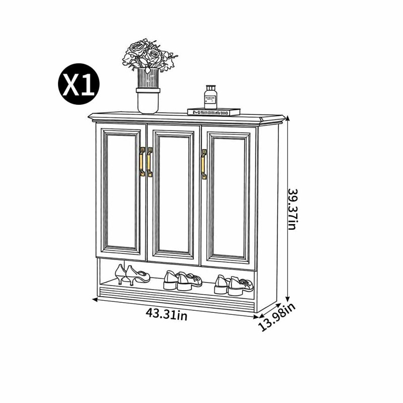 New Chinese style large-capacity shoe cabinet, 39.37" H x 43.31" W x 13.98" D