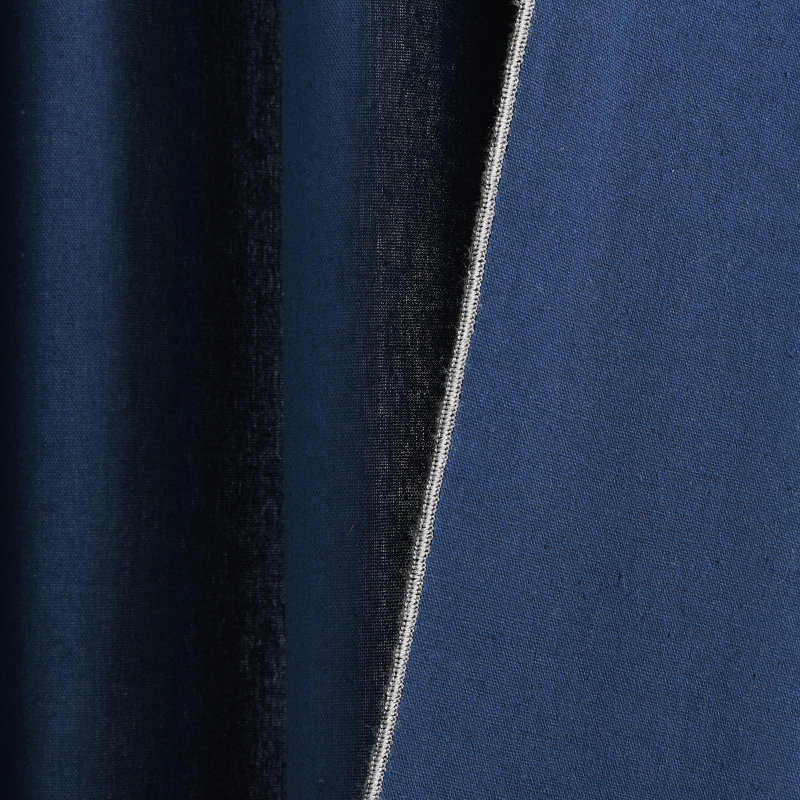 Paire de rideaux semi-transparents en coton mélangé, Bleu marine