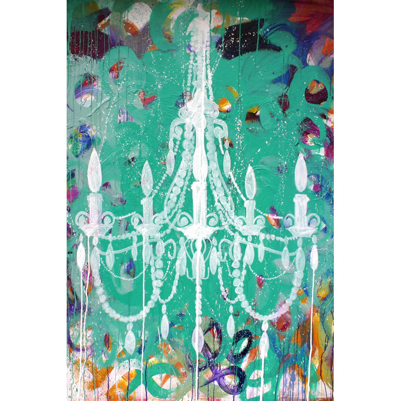 Emerald Chandelier by Kent Youngstrom - Wrapped Canvas Painting, 30cm H x 20cm W 