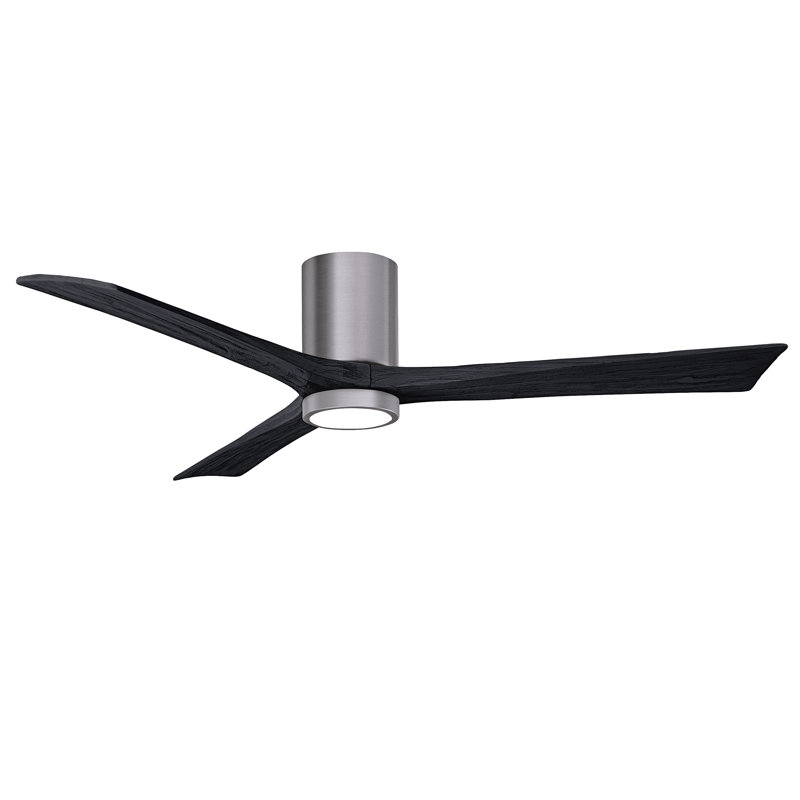 Olivier à 3 pales DEL standard avec ventilateur de plafond et ensemble d'éclairage inclus, Noir mat, Étain brossé, 60"