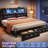 Modern Upholstered Headboard Bed With Storage Drawers & Shelves, Usb Charging Headboard, And Customizable Led Mood Lighting，full/queen/king-358618594-358618598