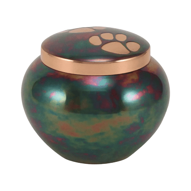 Broxton Paw Pewter Pet Urn | Small, Raku, 3.5" H x 4.9" W x 4.9" D