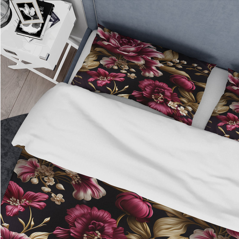 Ensemble de housse de couette Regal Bourgogne Flowers Majesty Elegance III - Glam