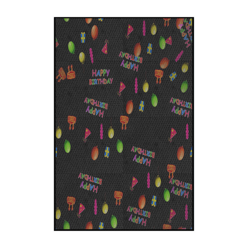 Tapis noir/vert à motifs, Rectangle 5 pi x 7 pi