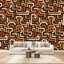 Peler et coller le papier peint mural, impression sur tissu africain, art tribal traditionnel sans couture, dessiné à la main, auto-adhésif et amovible