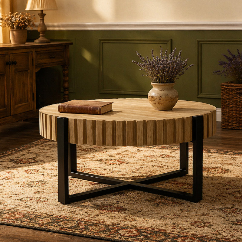 Table basse ronde, table basse cylindrique Handcraft