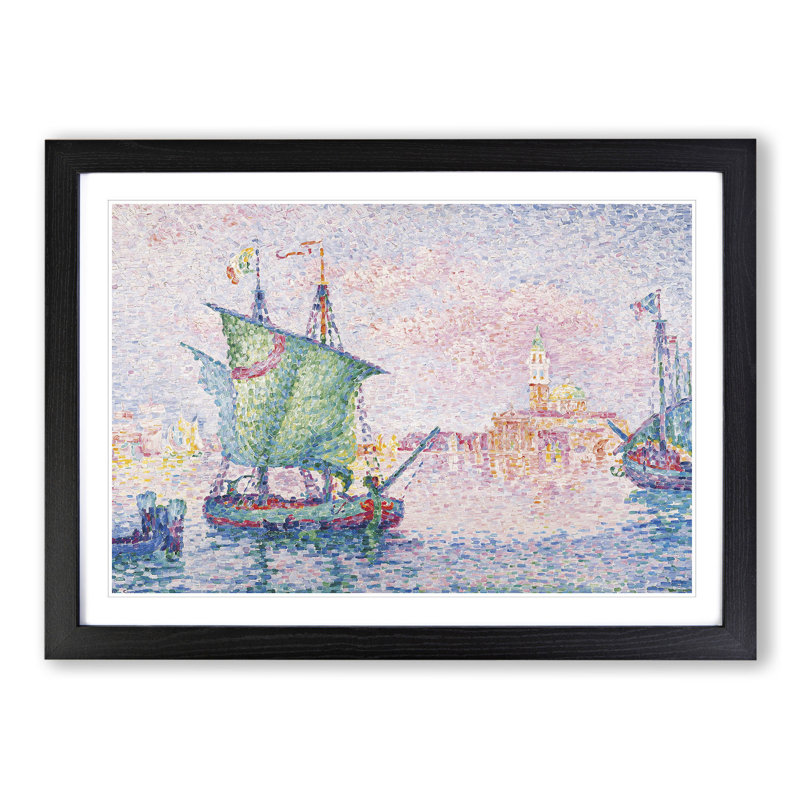 The Pink Cloud in Venice by Paul Signac - Picture Frame Painting, Black Framed, 27cm H x 36cm W x 2cm D