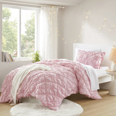 2Pcs Twin Comforter With A Delightful Floral Look, Cozy Puffy Style, Breathable Microfiber Material, Lightweight Warmth, Safe For Everyone, Ladies In 2Pcs, Pretty Design Soft Brushed Microfiber,