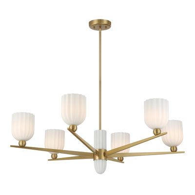 Dovran 6-Light Chandelier in Warm Brass
