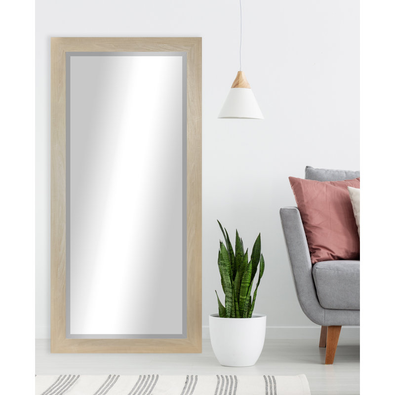 Ungar Wood Flat Wall Mirror, 71" H x 30.5" W x 0.75'' D, Blonde Maple