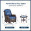 Ensemble de meubles de patio de luxe avec coussin épais de 6 pouces, chaises de patio à bascule pivotantes à dossier haut pour l'extérieur, ensemble de conversation en osier 3 pièces pour terrasse et bord de piscine, bleu