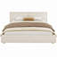 Lit capitonné en chenille avec tête de lit extra-large à double panneau et sommier à lattes en bois-336174916