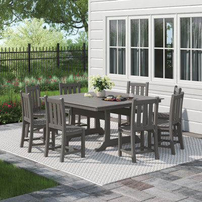 Traditional Garden 9-Piece Farmhouse Trestle Dining Set