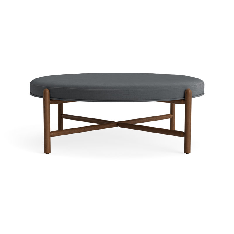 Vane 48" Round Ottoman, Charcoal, Walnut