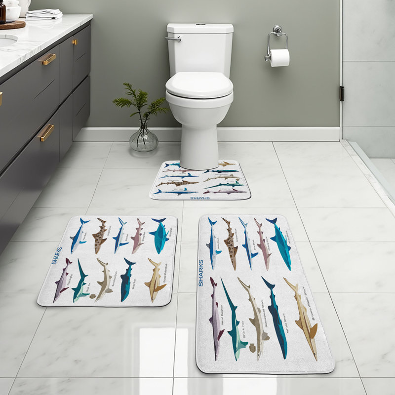  Multicolore poisson ensemble de tapis de salle de bain 3 pièces