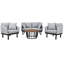 Ensemble de conversation luxueux avec cadre en fer et table basse en bois d'acacia pour divers espaces