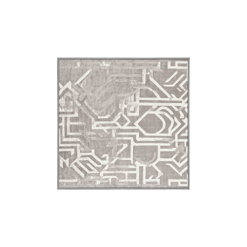 Machine Washable Gray Area Rug, Square 3'