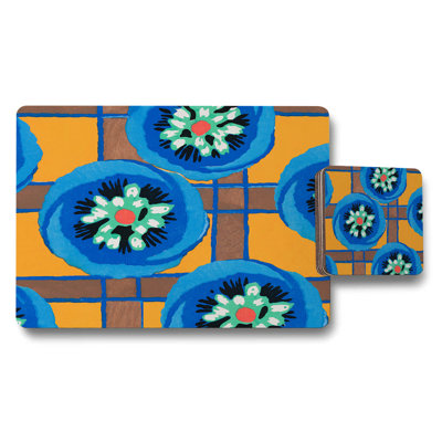 Aquarius Constellation Placemat and Coaster Set Celestial Artwork 12 Pieces Wood Backing Exclusive Design