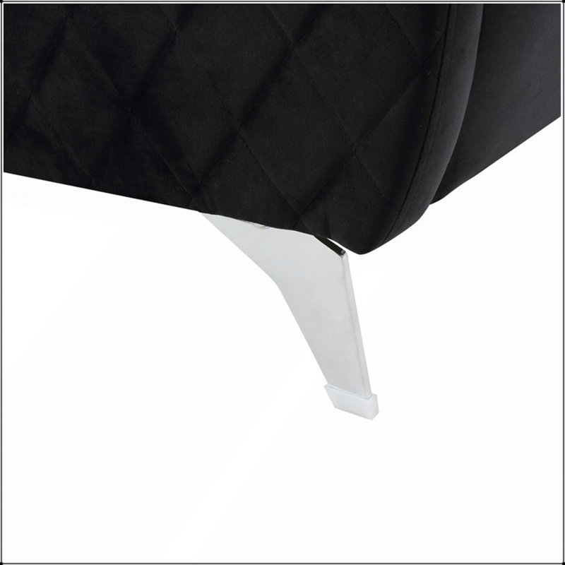 Causeuse chic moderne en velours noir de 55 po