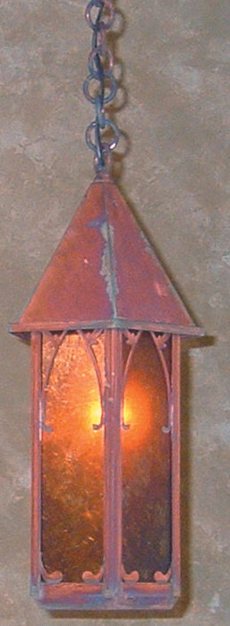 Sebring Outdoor Hanging Lantern, 24.5" H x 10" W, Raw Copper, Tan