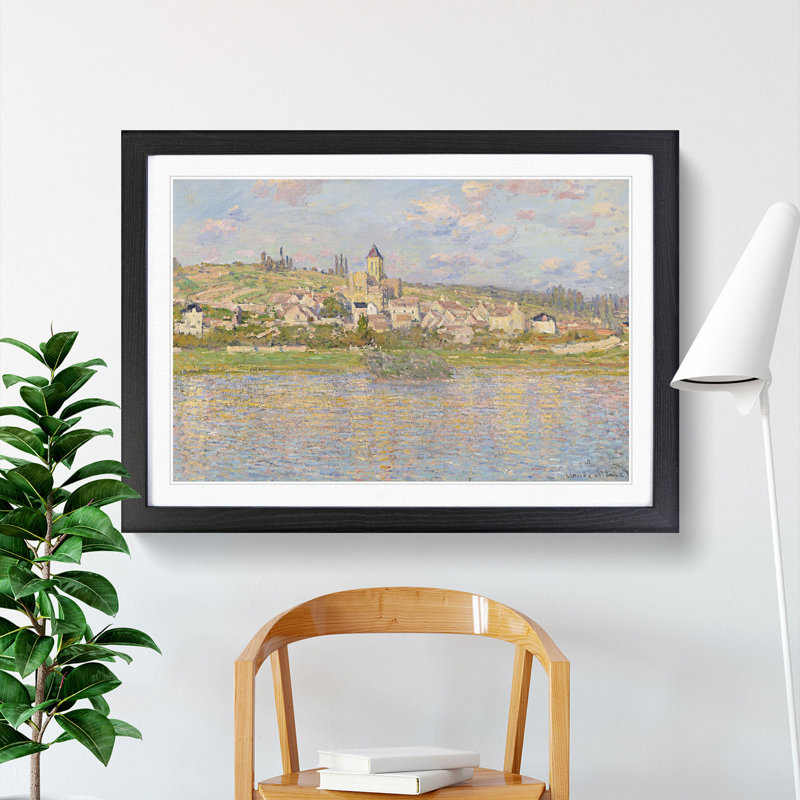Vetheuil in Summer Vol.1 by Claude Monet - Picture Frame Painting, Black Framed, 36cm H x 48cm W x 2cm D