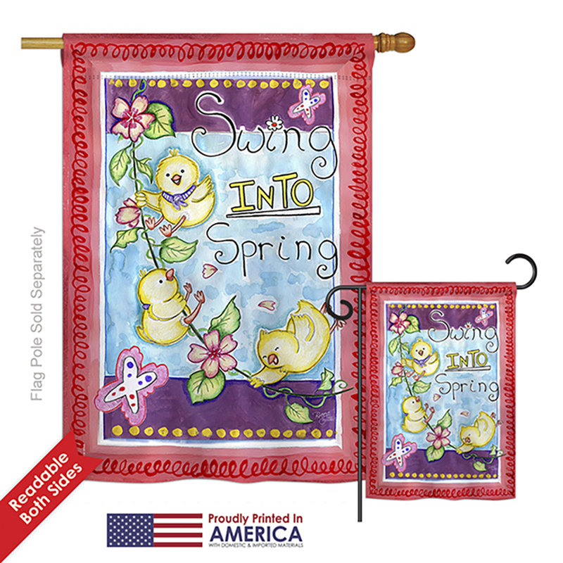 Faites une balançoire en polyester à 2 côtés 40 x 28 po friends of spring oiseaux drapeau de jardin