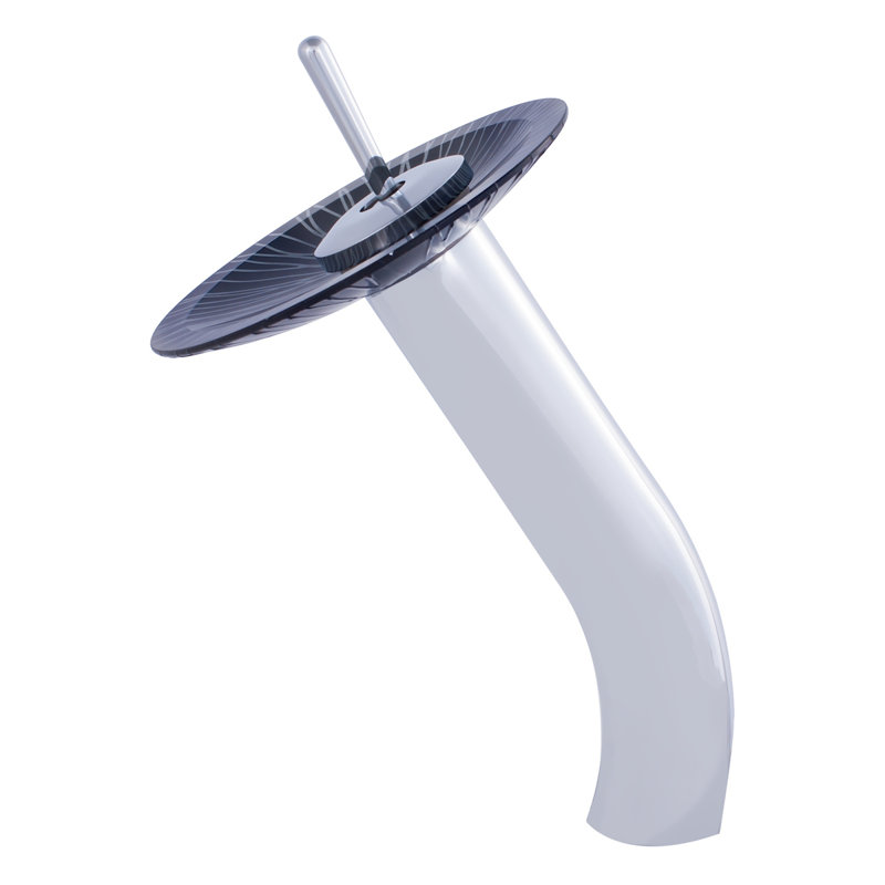 Lavabo de salle de bain circulaire en verre avec robinet Godere, Chrome