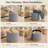 Round Linen Storage Ottoman with Reversible Tray Top, Blue Upholstered Accent Stool, 22-Inch-288356439