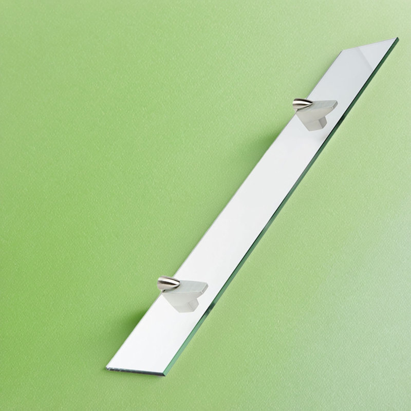 Tempered Glass Shelf With Chrome Clips - Heavy Duty 60 Lbs Capacity - Clear 3/8 Inch Thick Glass With Polished Edges - Easy To Assemble