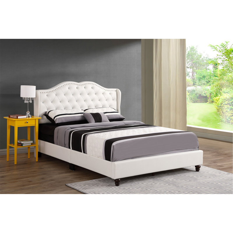 Transitional Full Upholstered Bed In Navy Blue