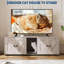 Armoire à litière double pour chat avec double bac à litière, bac à litière caché avec couloir, meuble pour litière pour chat avec couche de rangement, meuble télé pour litière cachée-1277655306