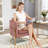 Velvet Modern Barrel Accent Chair with Pillow-1230713412